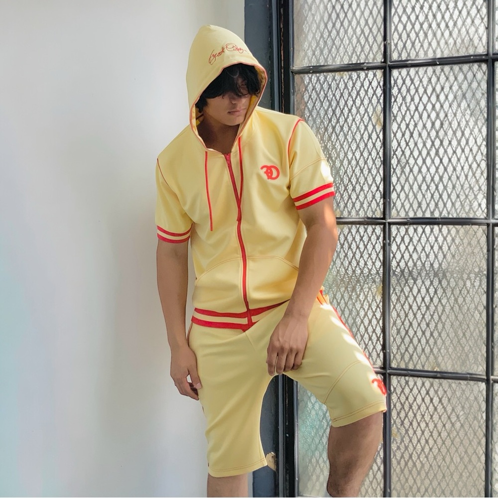 Men’s Frost Originals Ivory | Red Hooded Short Set NWT